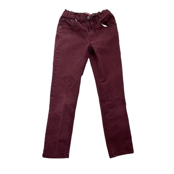 Boys Maroon Skinny Denim Jeans Adjustable Waist Elastics Size 10 R u Arizona Jea - Picture 1 of 10